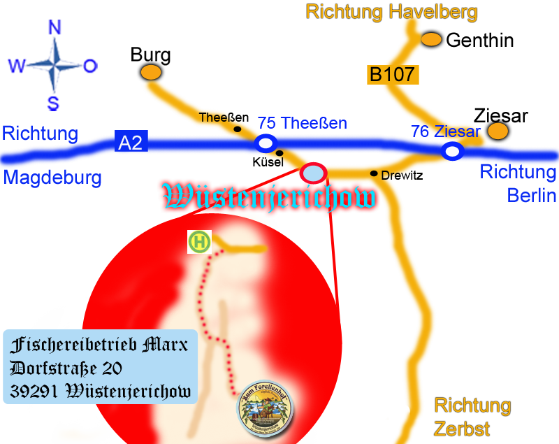 Karte zum Fischereibetrieb Marx in Wstenjerichow